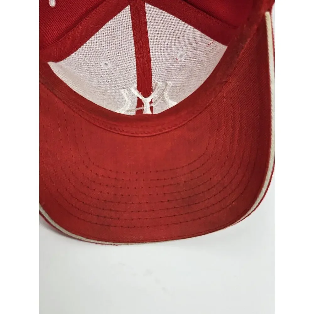VTG New York Yankees Hat Cap Fitted Baseball Red Wool Blend Embroidery MLB OS